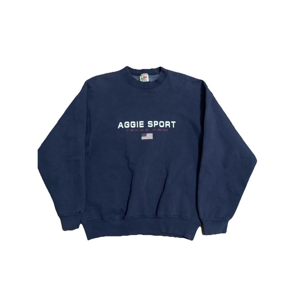 VTG Aggie Sport Texas A&M Fruit Of The Loom Super Cotton M Sweatshirt Blue USA
